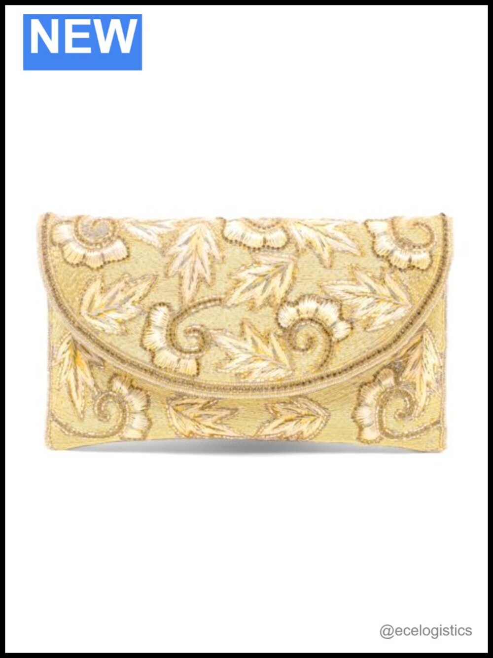 Handmade Golden Floral Clutch Evening Bag for Women Bridal Wedding Purse